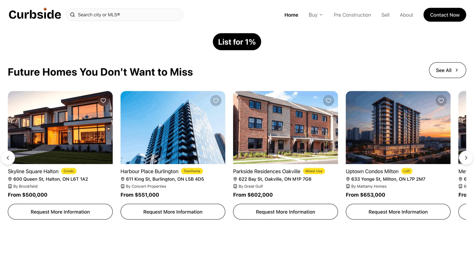 Curbside Realty brokerage website